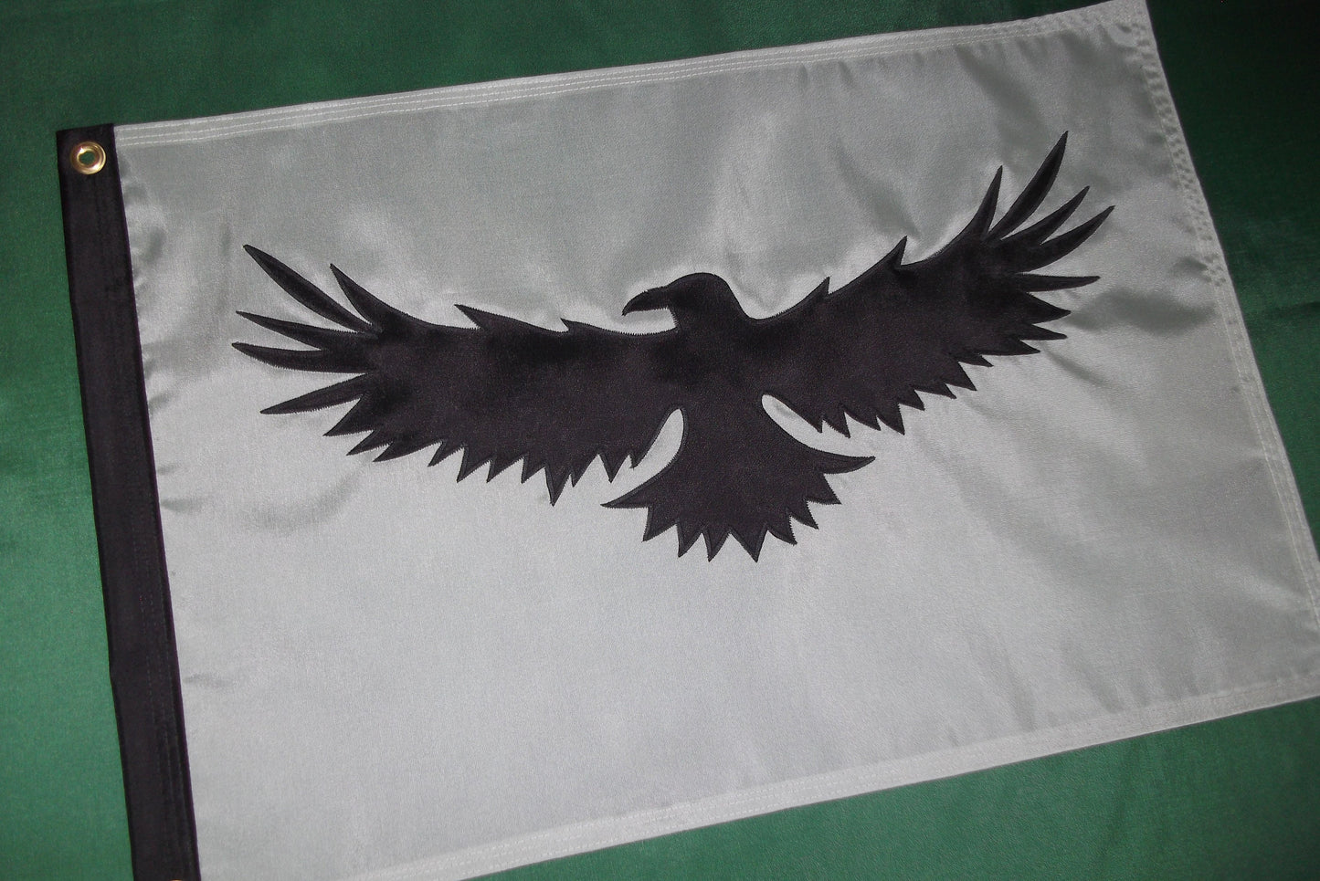 Raven Boat Flag OOAK Black on Grey