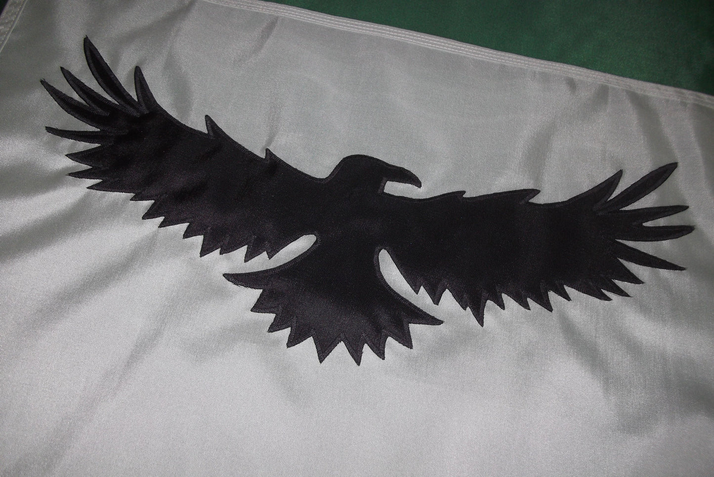 Raven Boat Flag OOAK Black on Grey